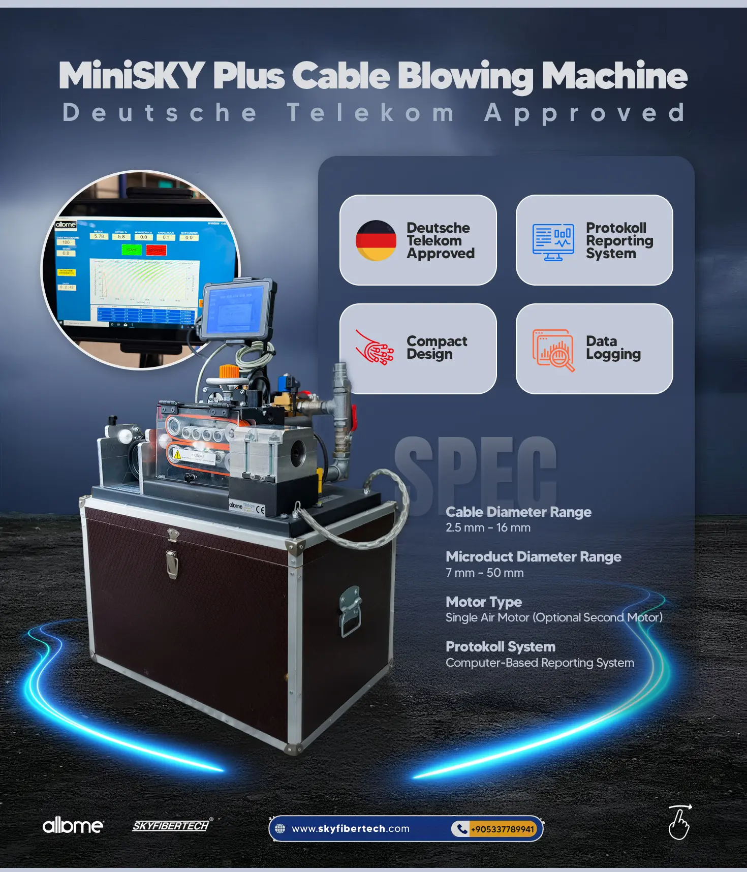 minisky plus cable blowing machine germany approved