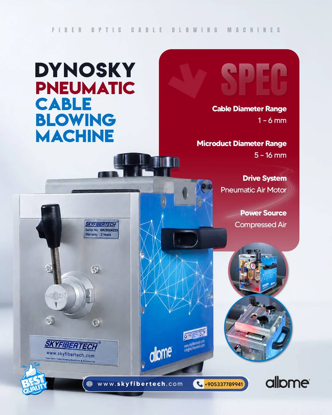 Cable Blowing Machine DynoSky Pneumatic Details